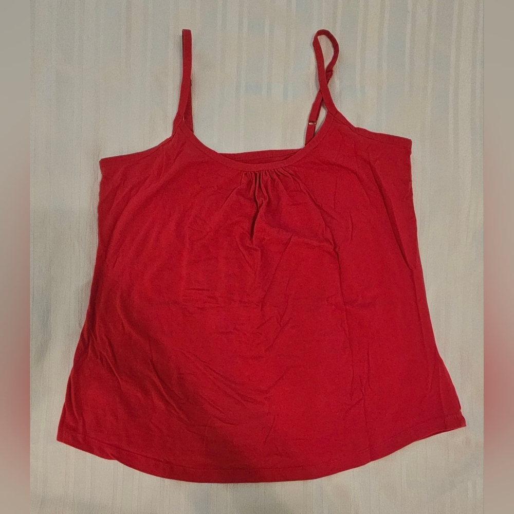 Faded Glory Camisole Tank Top - Dark Pink Gathered Front Cotton - Size 1X 16W
